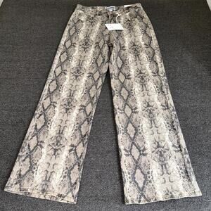 Disclosure Baggy Pants Womens 7/28 Gray Snake Print Relaxed Fit Streetwear NWT